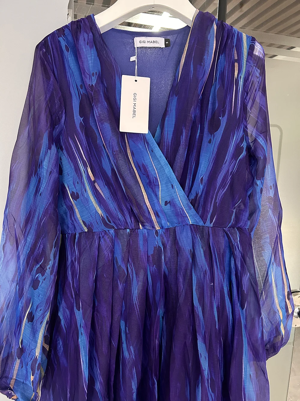 GIGI MABEL Women V-Neck Simple Casual Sheer Long Sleeve Long Dress 2025 Summer Fashion Elegant Formal Party Evening Maxi Dresses