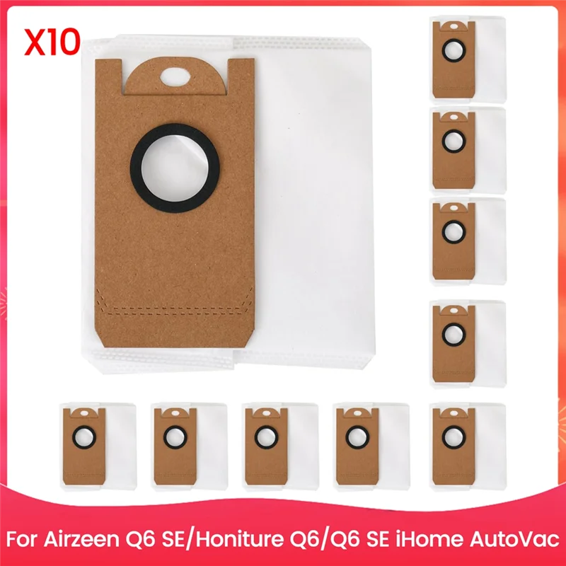 10 Pack Replacement Dust Bags For Airzeen Q6 SE/Honiture Q6/Q6 SE Ihome Autovac Vacuum Cleaner Accessories-A77G
