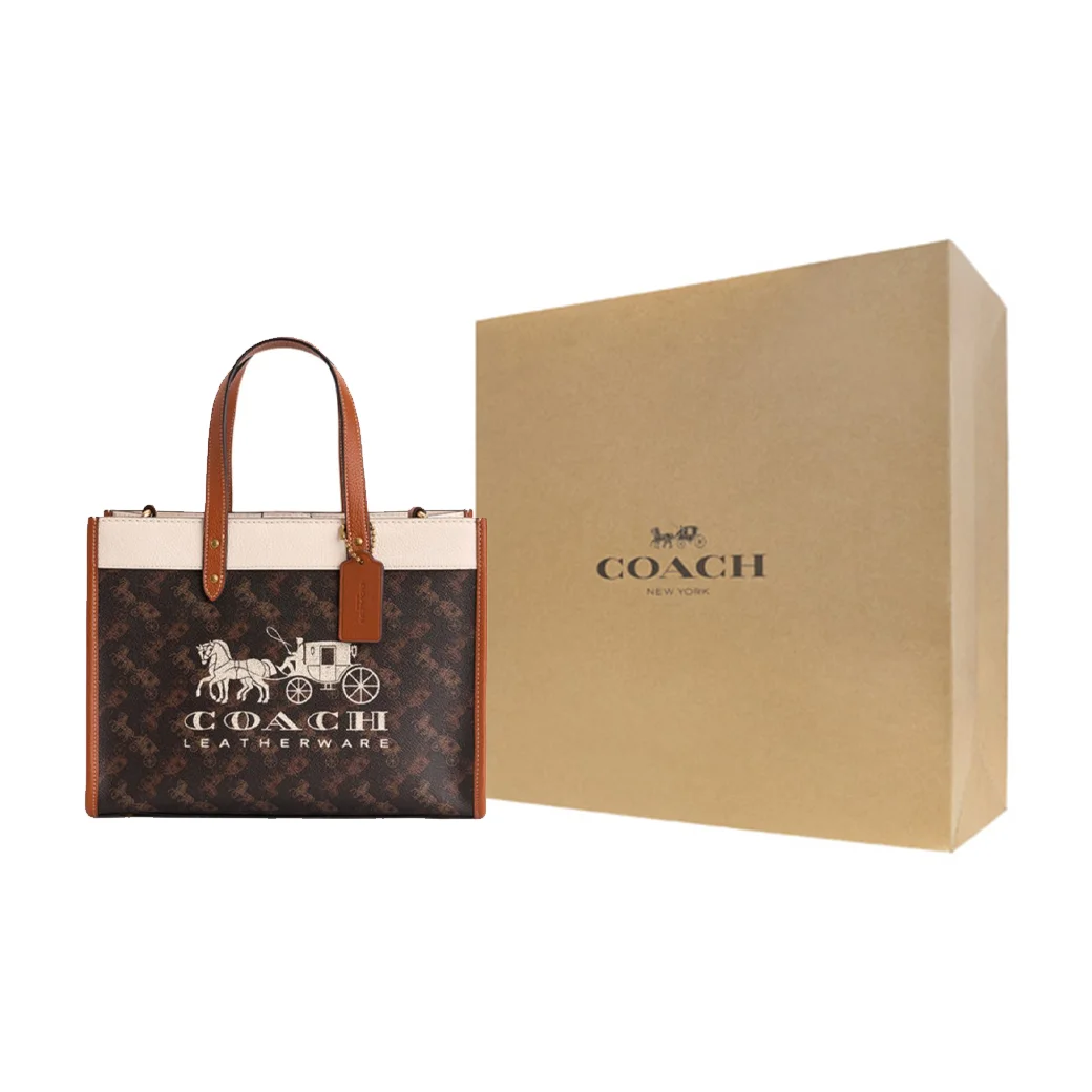 COACH Field Artificial Leather With Cow Leather Tote Bag, Shopping Bag, Shoulder Bag, Crossbody Bag, Handbag Large CZ334-B4TXN