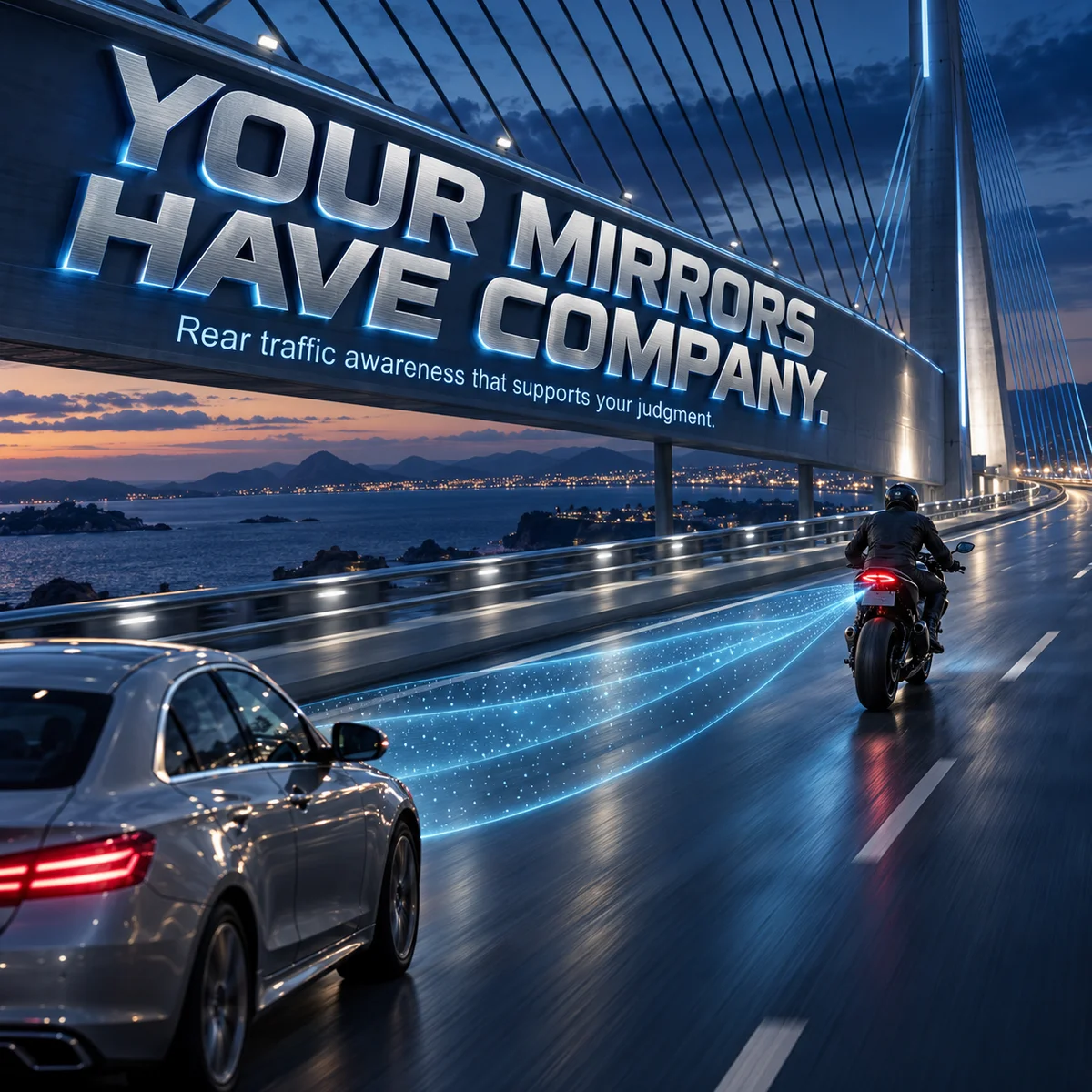 77GHz Motorcycle Blind Spot Monitoring Radar System: BSD/LCA Rear Traffic Alerts, Dual LEDs, Up to 70m Detection