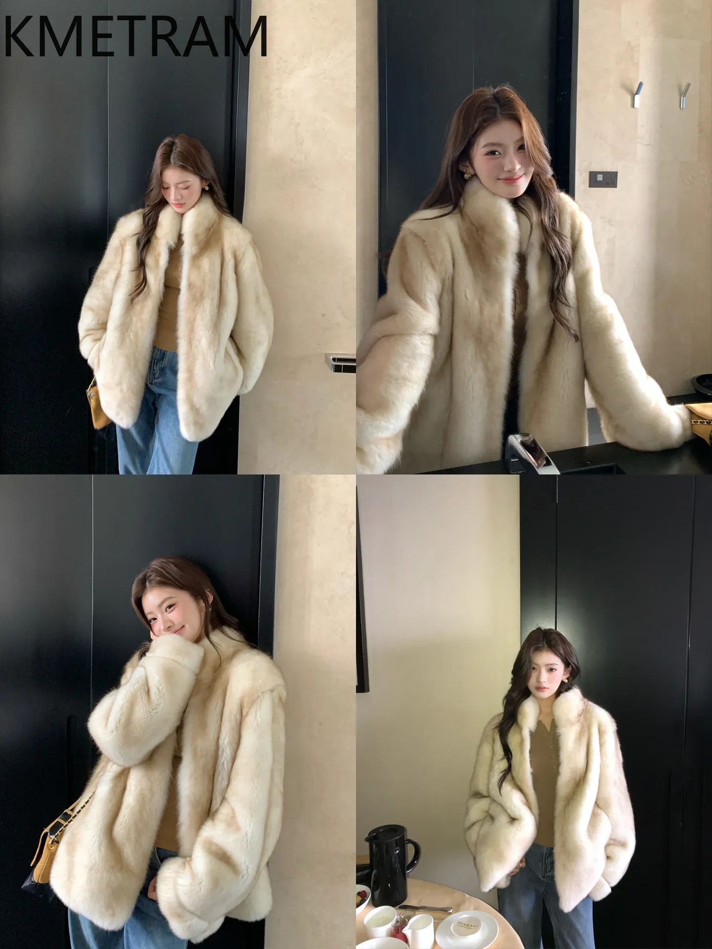 KMETRAM Natural Fox Back Fur Coat Woman Luxury Two‑Toned Gradient Fur Jacket Warm Winter Coats Women Clothing 2026 шуба женская