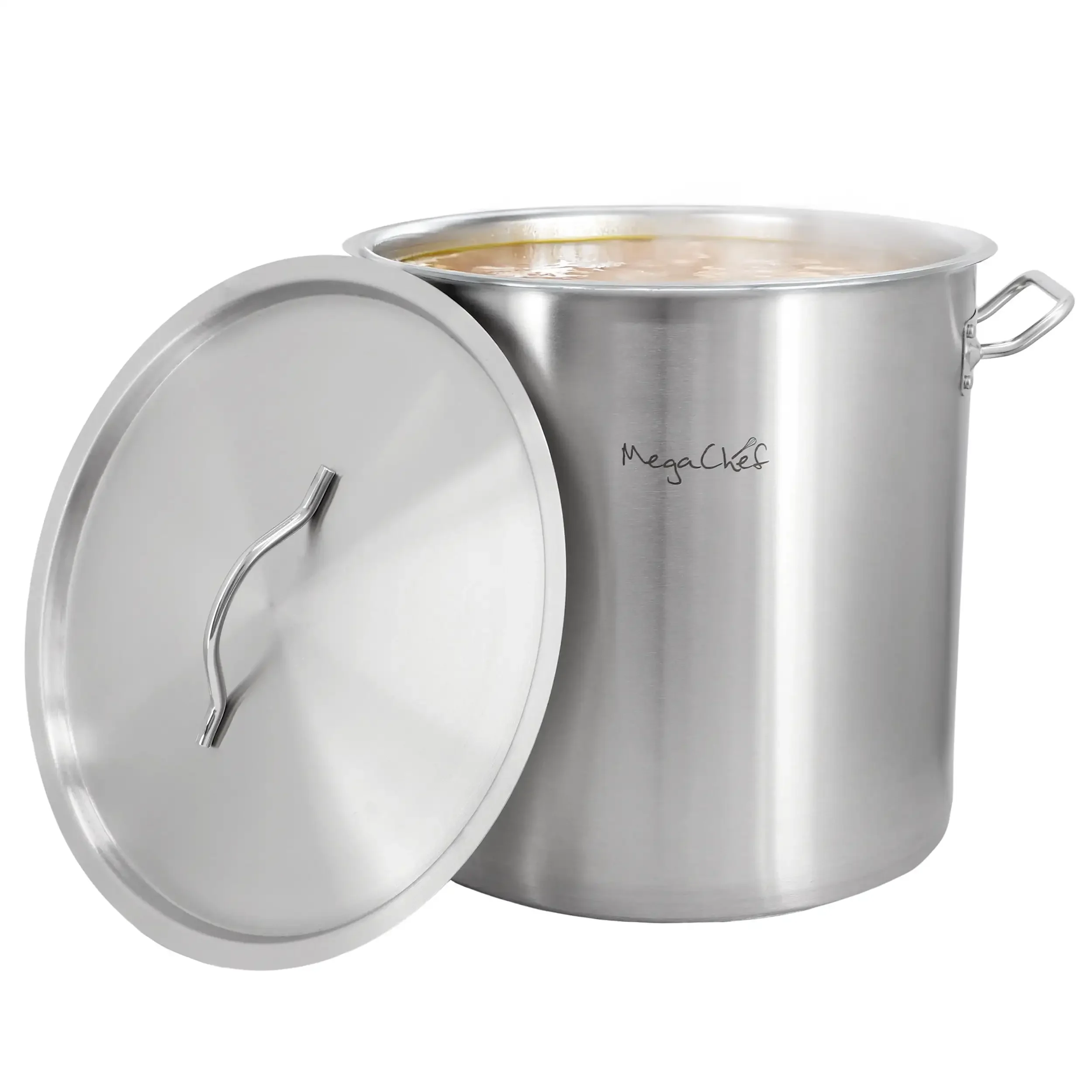 

Professional Kitchen 52.8 Quart Round Stainless Steel Stock Pot with Lid