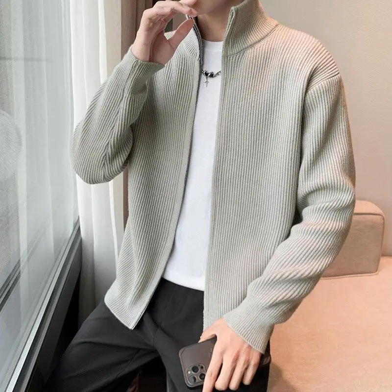 2033 New Spring and Autumn Season Fashion Simple Sports Loose Relaxed Stand Up Neck Pit Stripe Solid Color Trend Versatile Coat