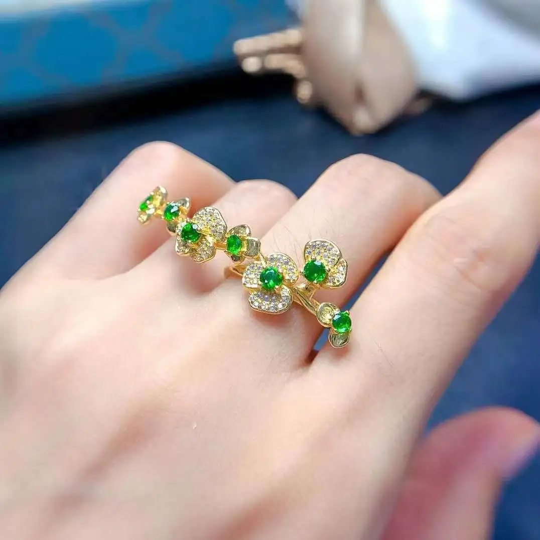 Novelty Design New coming 100% Natural and Real Diopside ring  925 sterling silver Fine Fashion ring