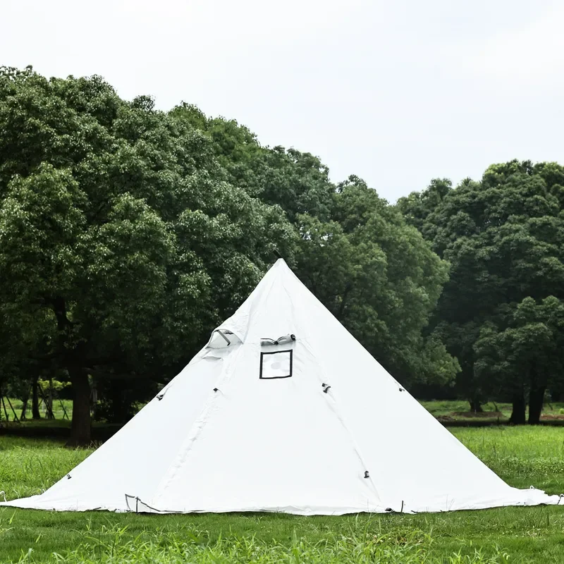 Outdoor Camping Pyramid Tent with Curved Door Four Seasons Rainstorm Resistant Wear Belt Canopy for Hiking and Backpacking