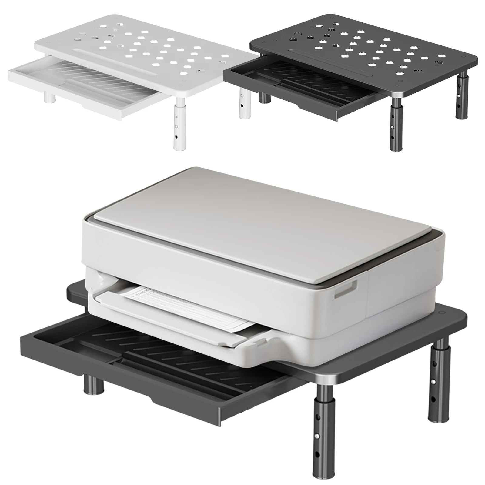 

Computer Monitor Stand with Airflow Vents Monitor Riser with Drawer Desk Organizer for Office Home School Supplies