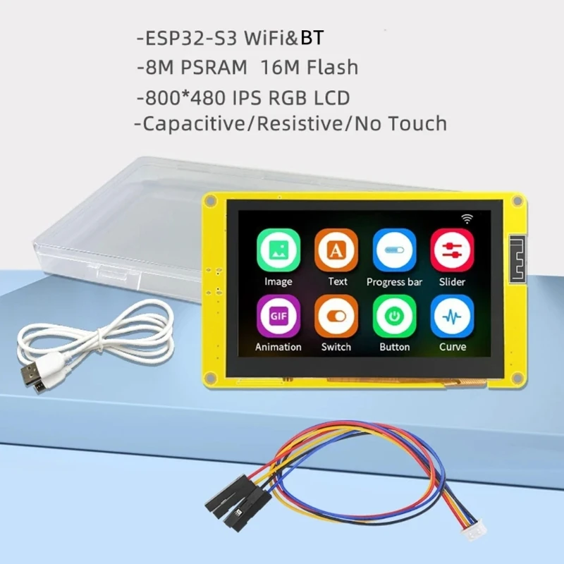 ESP32S3 4.3Inch IPS 800x480 Display for LVGL HMI8M PSRAM 16M WIFI&BluetoothcompatibleRGB LCD Screen ESP32