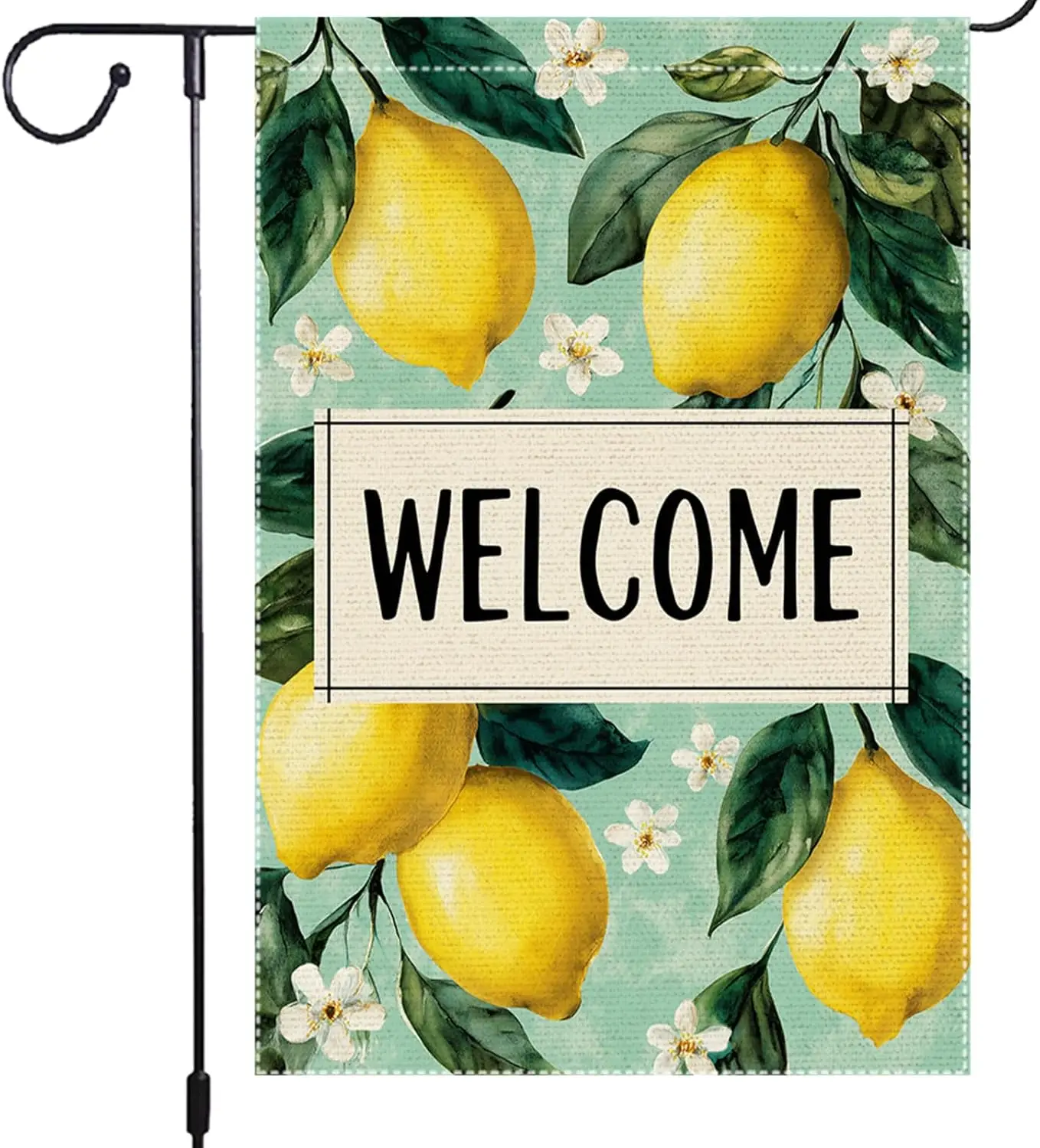 Welcome Lemon Garden Flag 12x18 Inch Double Sided Small Burlap Summer Outdoor Yard Decor Citrus Fruit Flowers Patio Lawn Por jjp