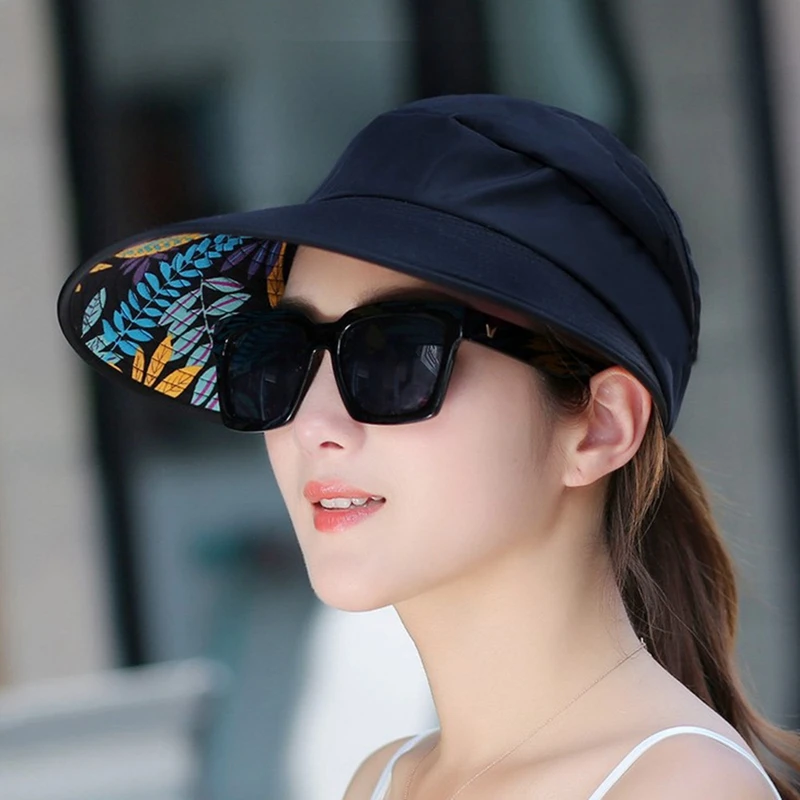 2023 Summer Sun Protection Folding Sun Hat For Women Wide Brim Cap Ladies Beach Visor Hat Girl Holiday UV Protection Sun Hat