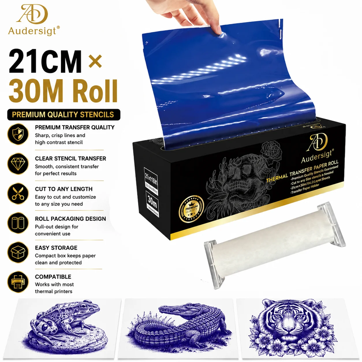 Audersigt 30M Roll Tattoo Thermal Stencil Transfer Paper Sheet Free Hand Copier Paper for Tattoo Supply 3 Layered Transfer Paper