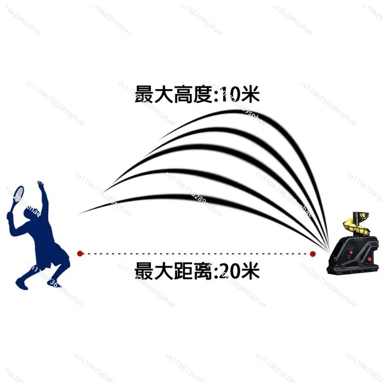 3809BH Tennis Ball Machine, Max 30 MPH, Adjustable Launching Angle and Interval, Stepless Speed Switch