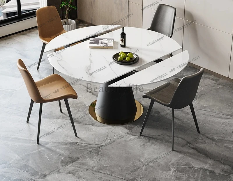 

Tavolo da pranzo e sedie con lastra di roccia Nuovo tavolo da pranzo rotondo per la casa Tavolo da pranzo italiano moderno