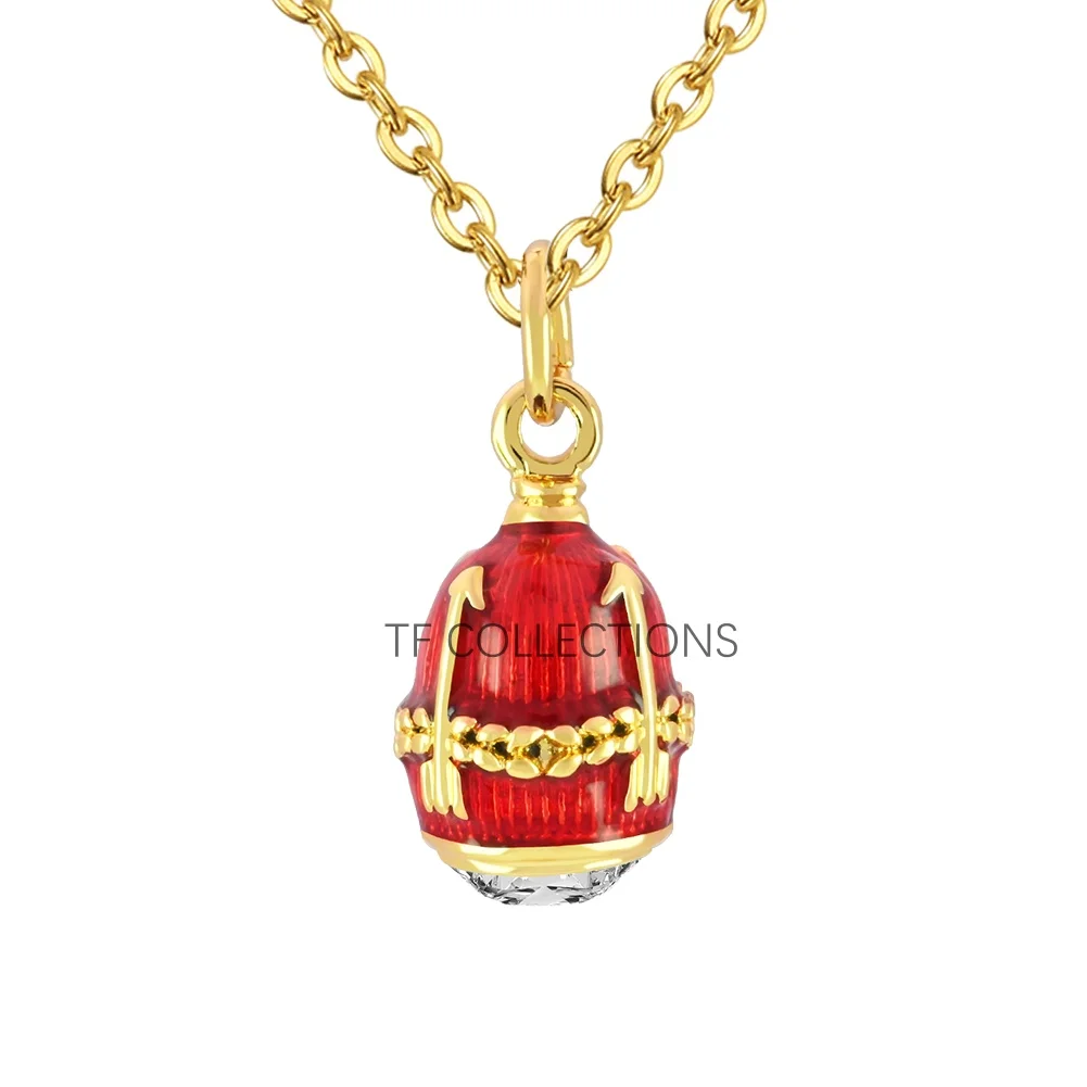 YAFFIL Multi Color! Enamel Egg Necklace A Niche Design Statement Collar Chain Versatile And Luxurious Neck Chain