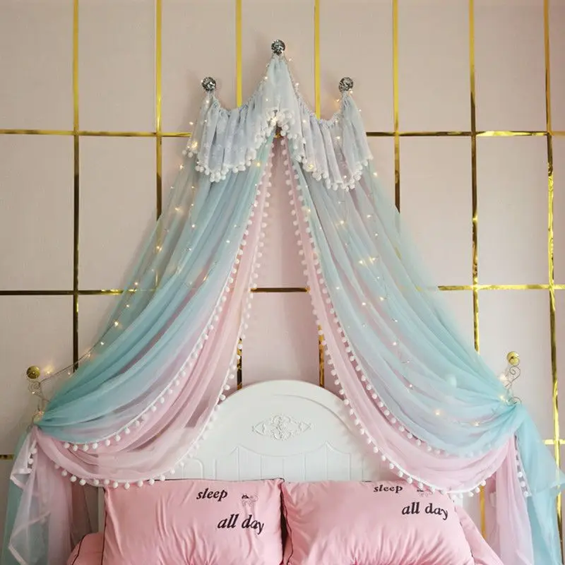 Princess bed mantle bed curtain super fairy room decoration versatile macaron universal imitation crystal pendant dream girl