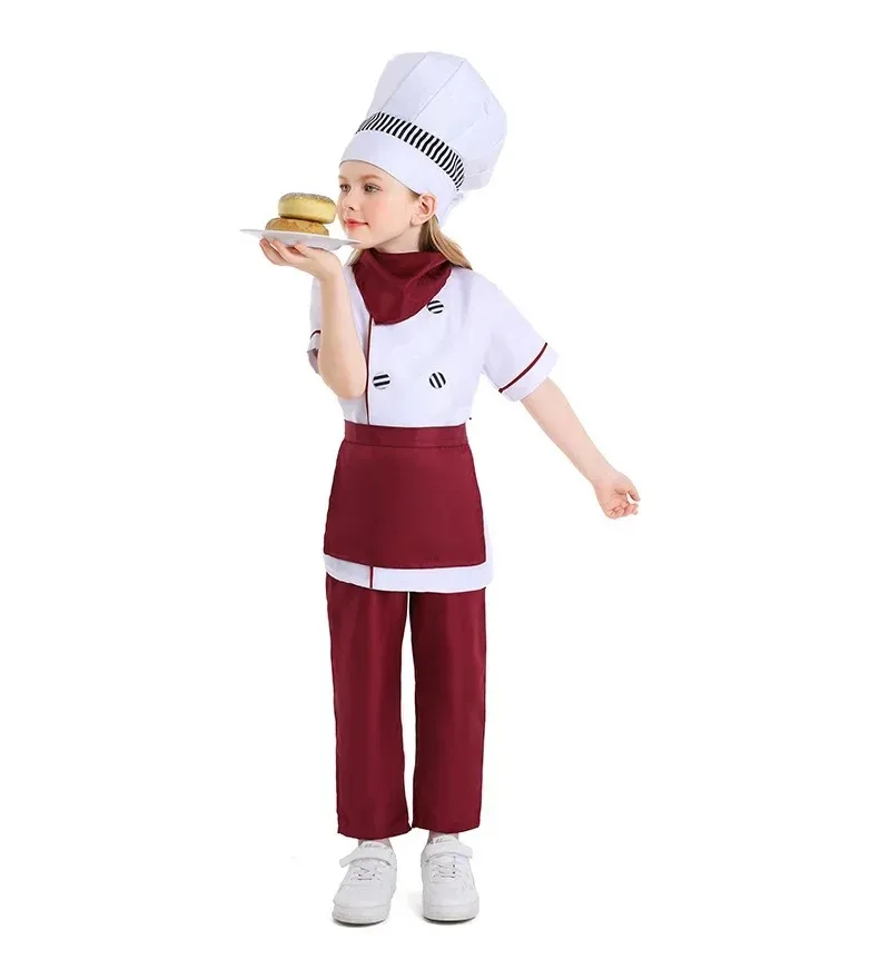 Crianças ocidental pastelaria chef rpg traje menino bolo chef uniforme conjunto halloween carnaval festa palco desempenho traje