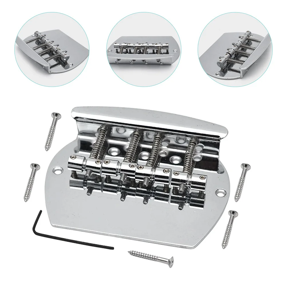 

Metal Bass Guitar Tailpiece Fixed Replacement Durable Guitar Bridge Tailpiece Simple Design 4-String Accessory