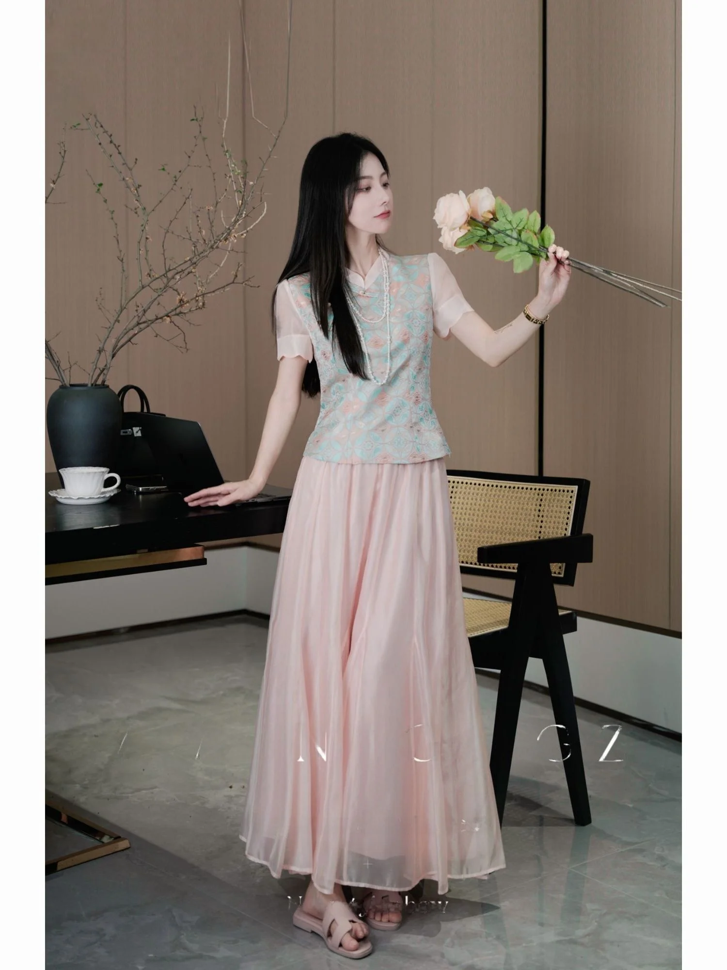 

Ele Lightweight Chinese Sle High Transparent f Skirt for Women Summer New Faion Slimming Aosphere Skirt