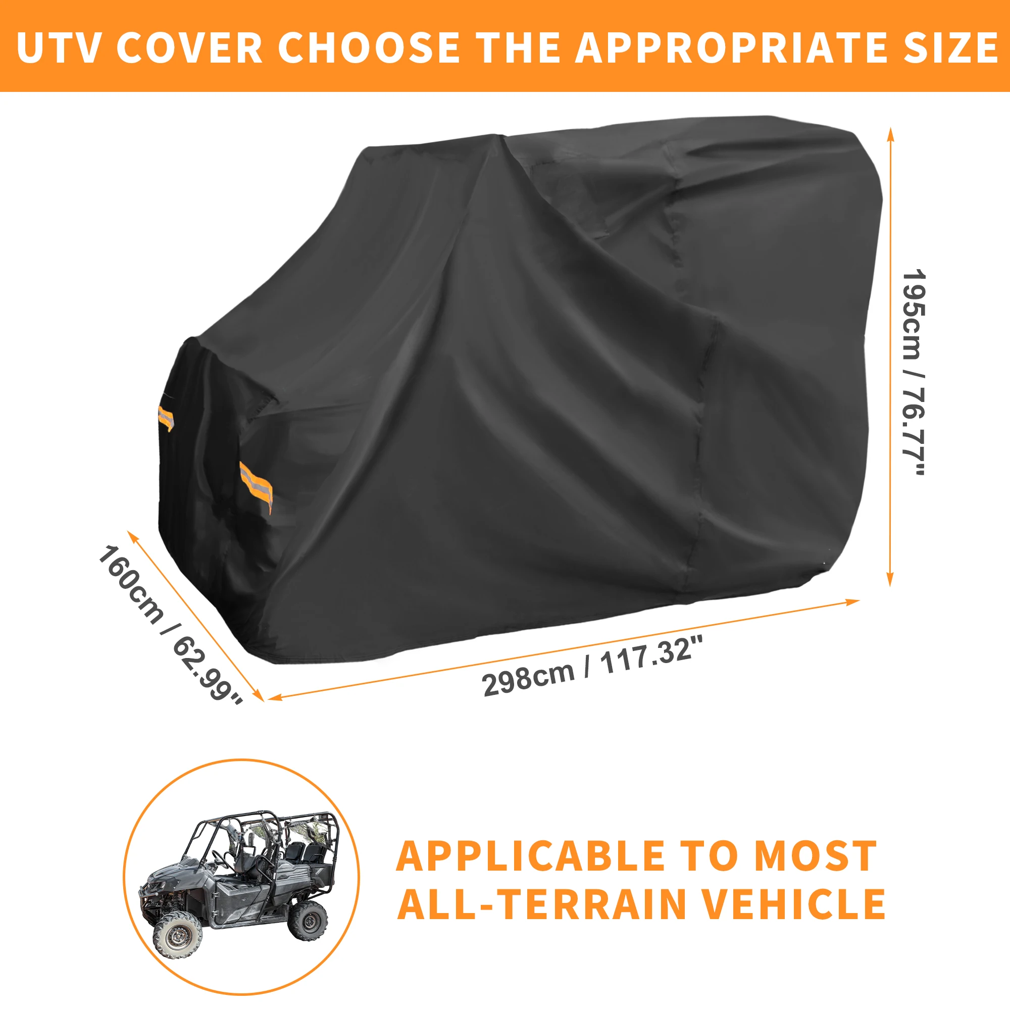 X Autohaux UTV Cover for Honda Pioneer 1000 Waterproof Side by Side Cover Outdoor Storage Protection 210D-PU 298x160x195cm