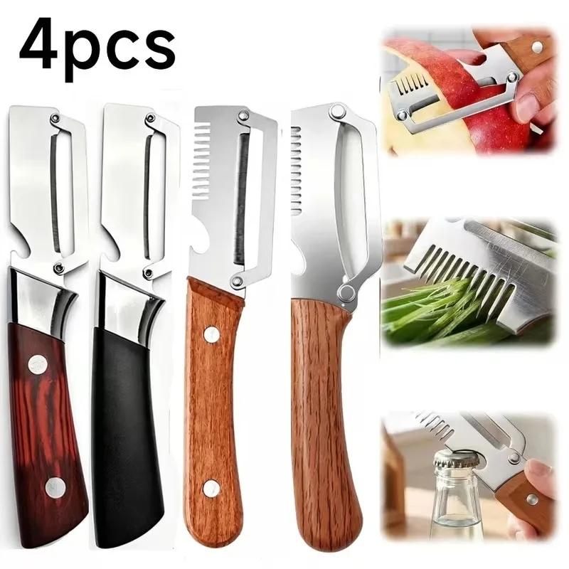 Four-Piece Multi-Functional Fruit and Vegetable Peeler – Potato and Carrot Peeler, Three-In-One Multi-Functional Peeler