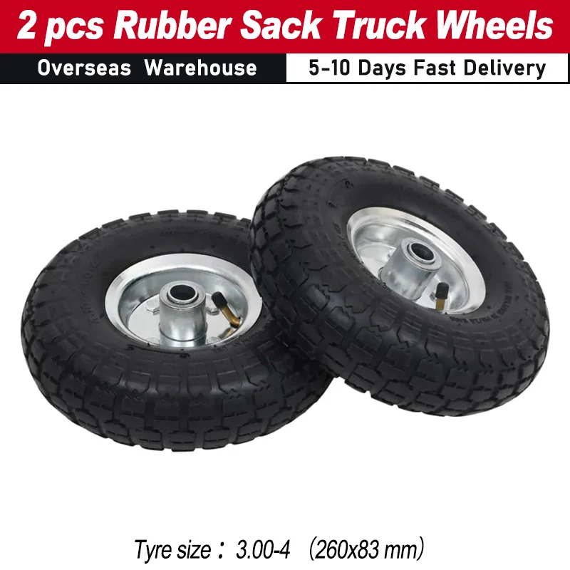 2 pcs Sack Truck Wheels Rubber 4.10/3.50-4 (260x83) Puncture Resistant Heavy-duty Sack Truck for Hand Trucks Trolleys Dollies