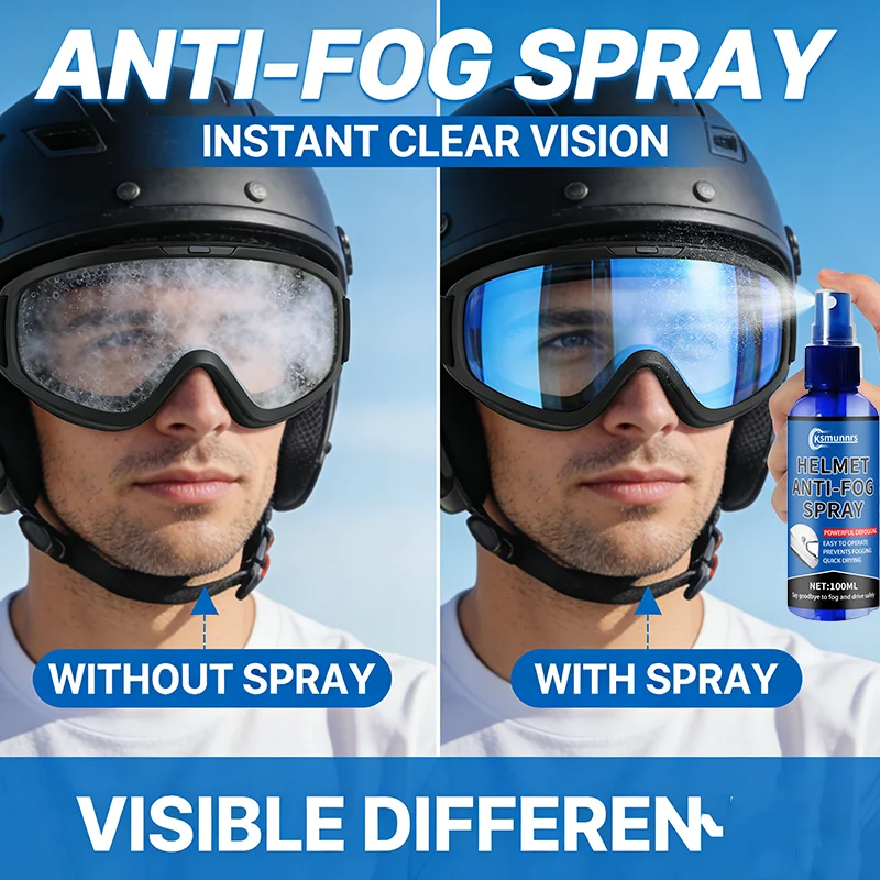 NEW Motorcycle-Fog Spray: Car/Helmet Glass/Mirrors, ABS Resin Coating, Boosts Visibility, Sleek Bottle, Durable Protection