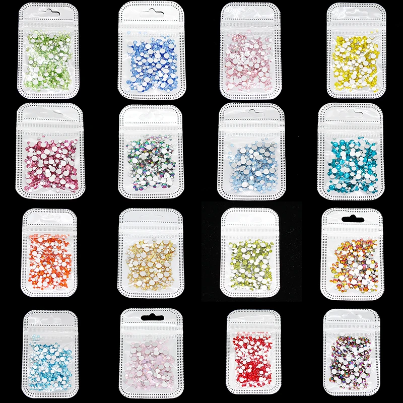 Mix sizes SS6-SS20 over 45 colors nail rhinestones strass non hot fix crystals glass glitters Gem for 3d art manicure designs