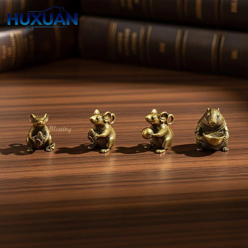Vintage Alloy Mouse Rat Figurine Exquisite Carved Mini Portable Home Desktop Decor DIY Jewelry Collection