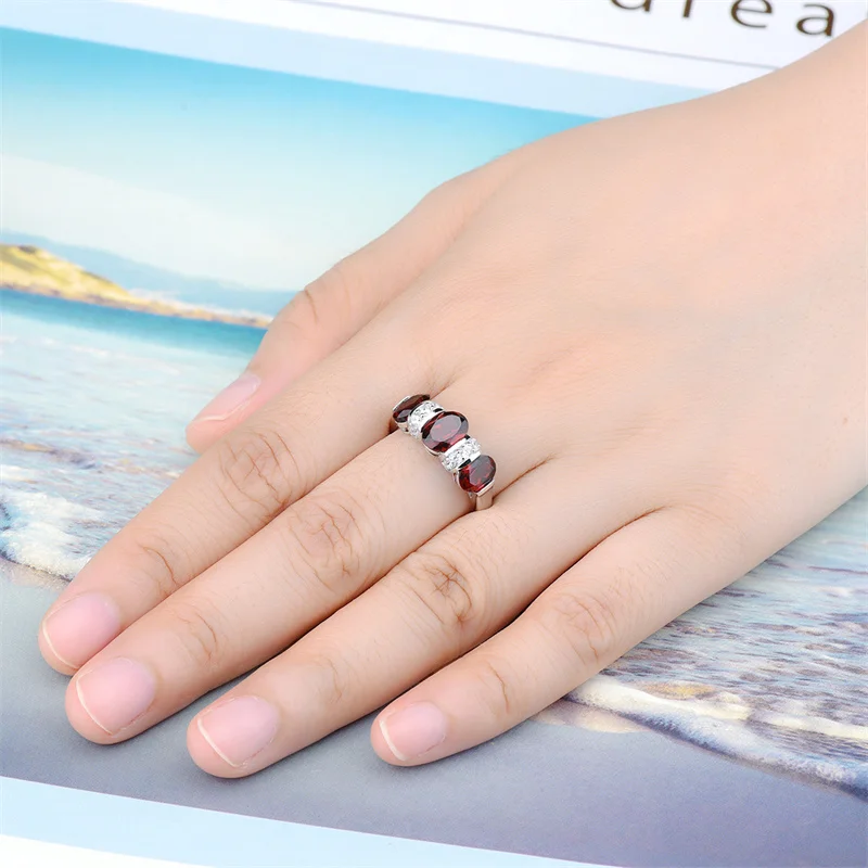 

Original Pure 925 Silver Ring With Gemstone Natural Garnet Ring Gemstone Ring Garnet Ring For Women Jewelry
