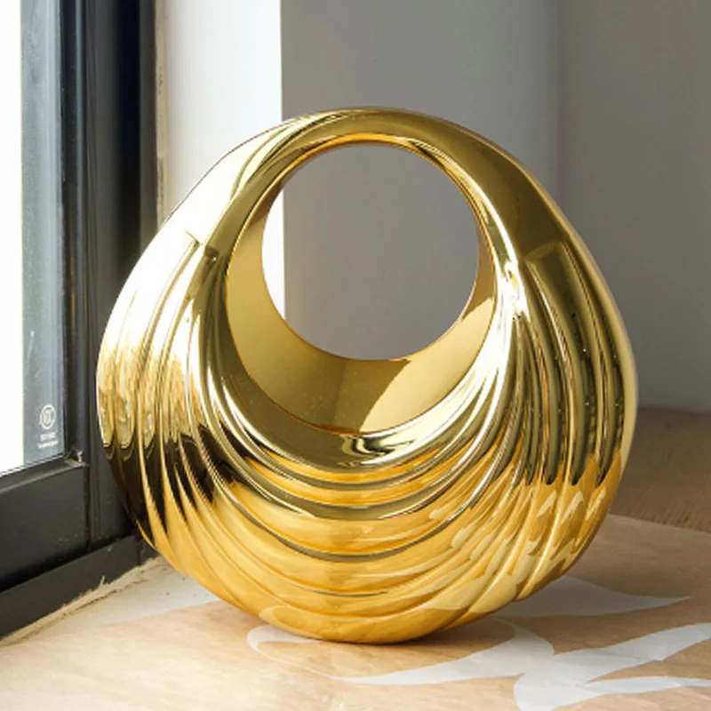 

Роскошная золотая акриловая женская сумка с нитью в стиле ретро, нерегулярная высококачественная сумка через плечо