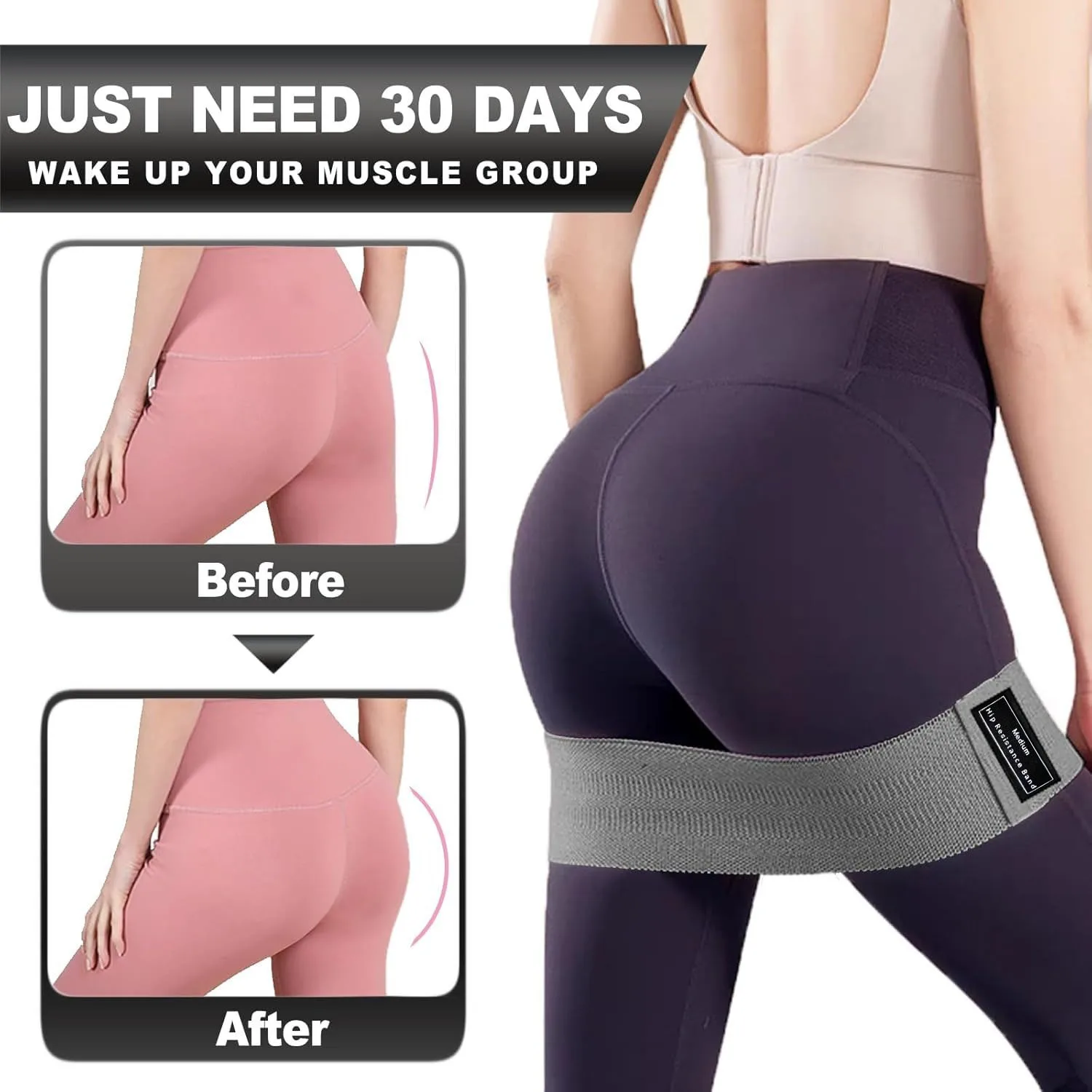 Fabric Resistance Bands for Working Out, Non-Slip Exercise Bands, Fabric Booty Bands for Home, Fitness, Pilates, Stretching