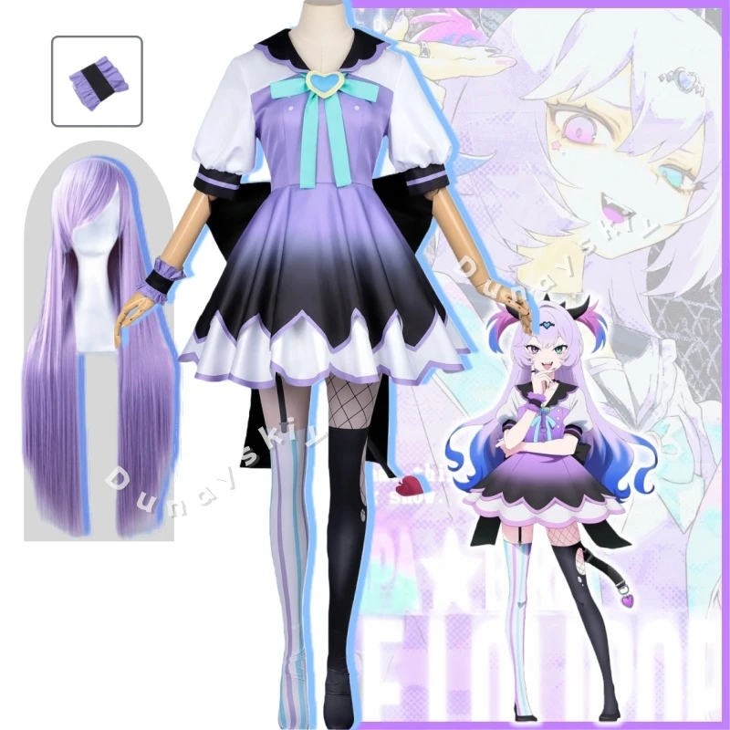 Disfraz de Lollipop Peperoncino Cosplay Anime KAngel NEEDY STREAMER OVERLOAD, Peluca, Leggings, Vestido de Escenario, Lolita, Halloween, Carnaval