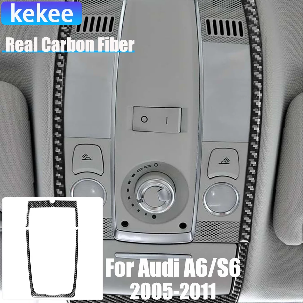 

Real Carbon Fiber Car Accessories Reading Light Frame Cover Soft Sticker For Audi A6/S6 C6 2005 2006 2007 2008 2009 2010 2011