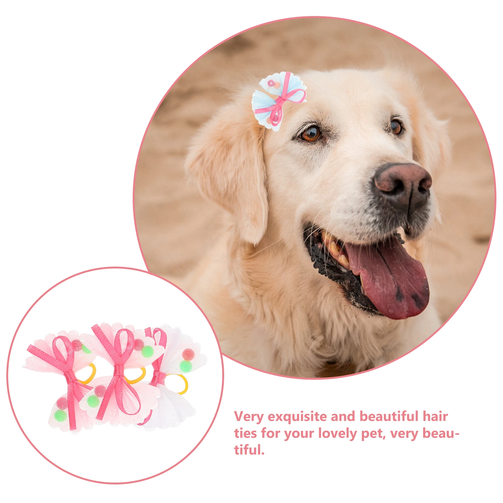 

50Pcs Exquisite Dog Bows Wear-Resistant Pet Hair Ties Lovely Grooming Bows for Various Occasions Wear-Resistant Pet Hair Bowtie