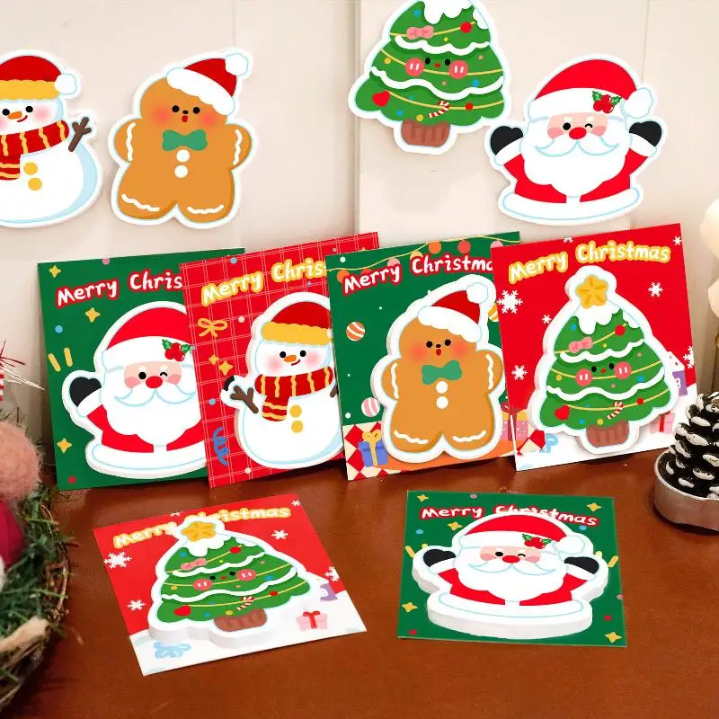 5 uds Navidad Santa Claus muñeco de nieve árbol en forma de notas adhesivas útiles escolares de dibujos animados Bloc de notas Kawaii regalos estacionarios para estudiantes
