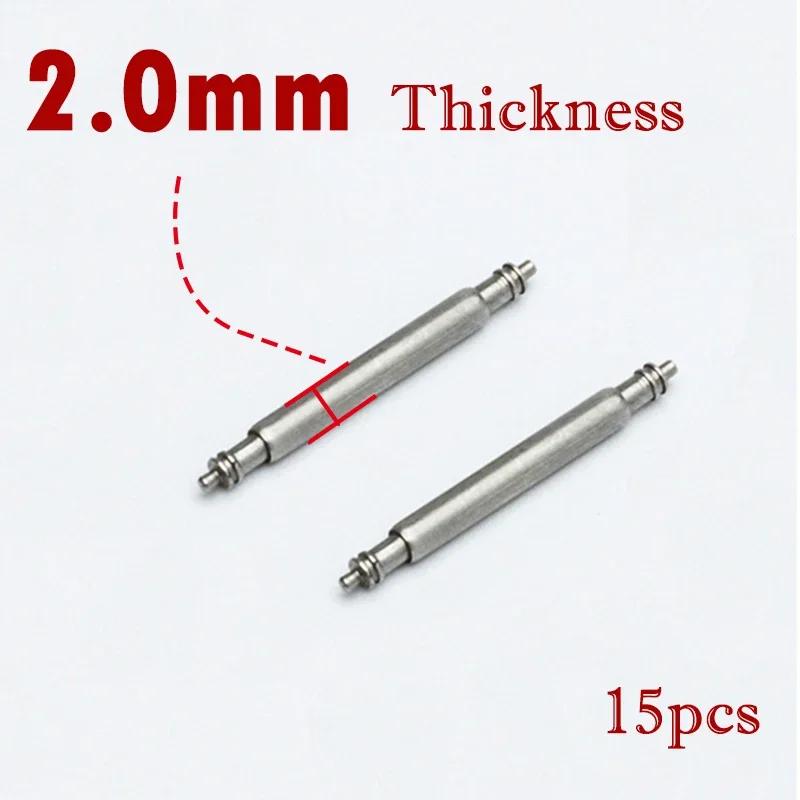 15pcs 2.0mm Diameter Spring Bars Watch Band Connector Pin Strap Stainless Steel Link Pin 2mm Thickness Watches Part Spring Rod