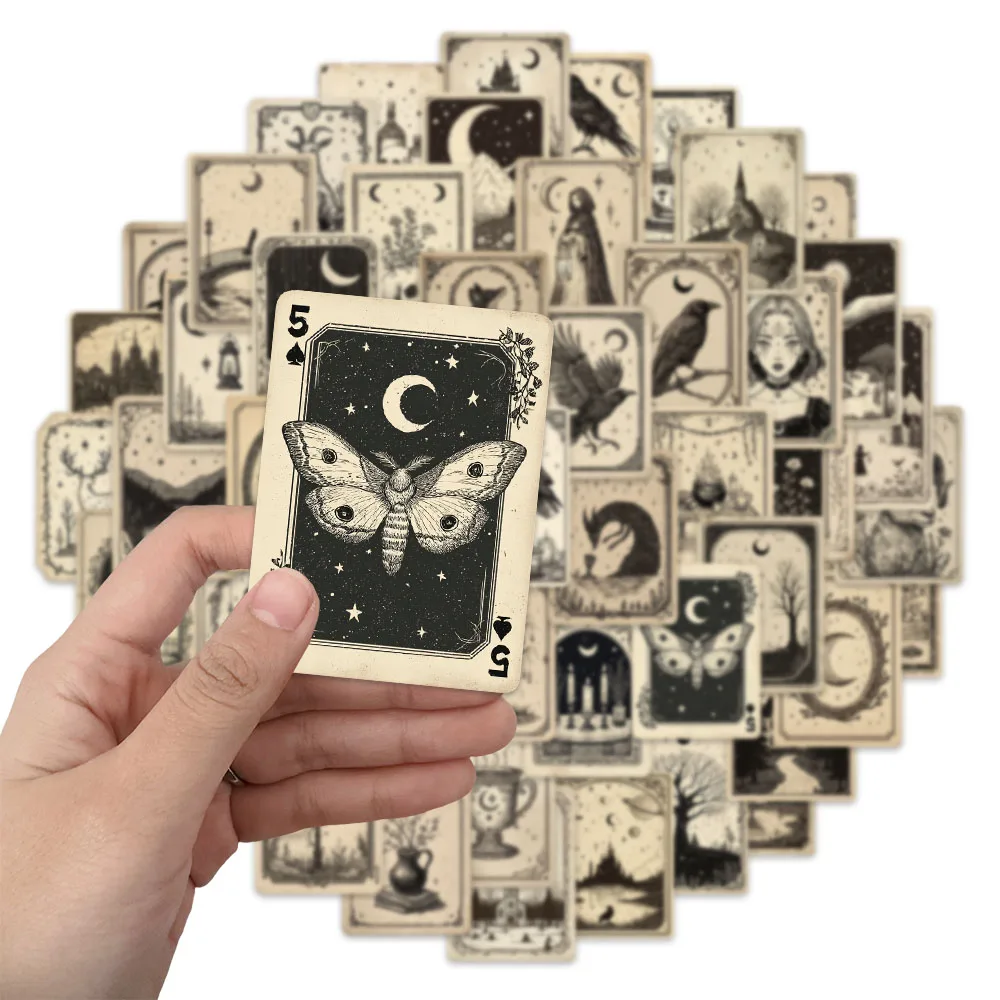 50PCS Gothic Tarot Card Cartoon Stickers DIY Handmade Ledger Phone Case Postcard Water Cup Stickers