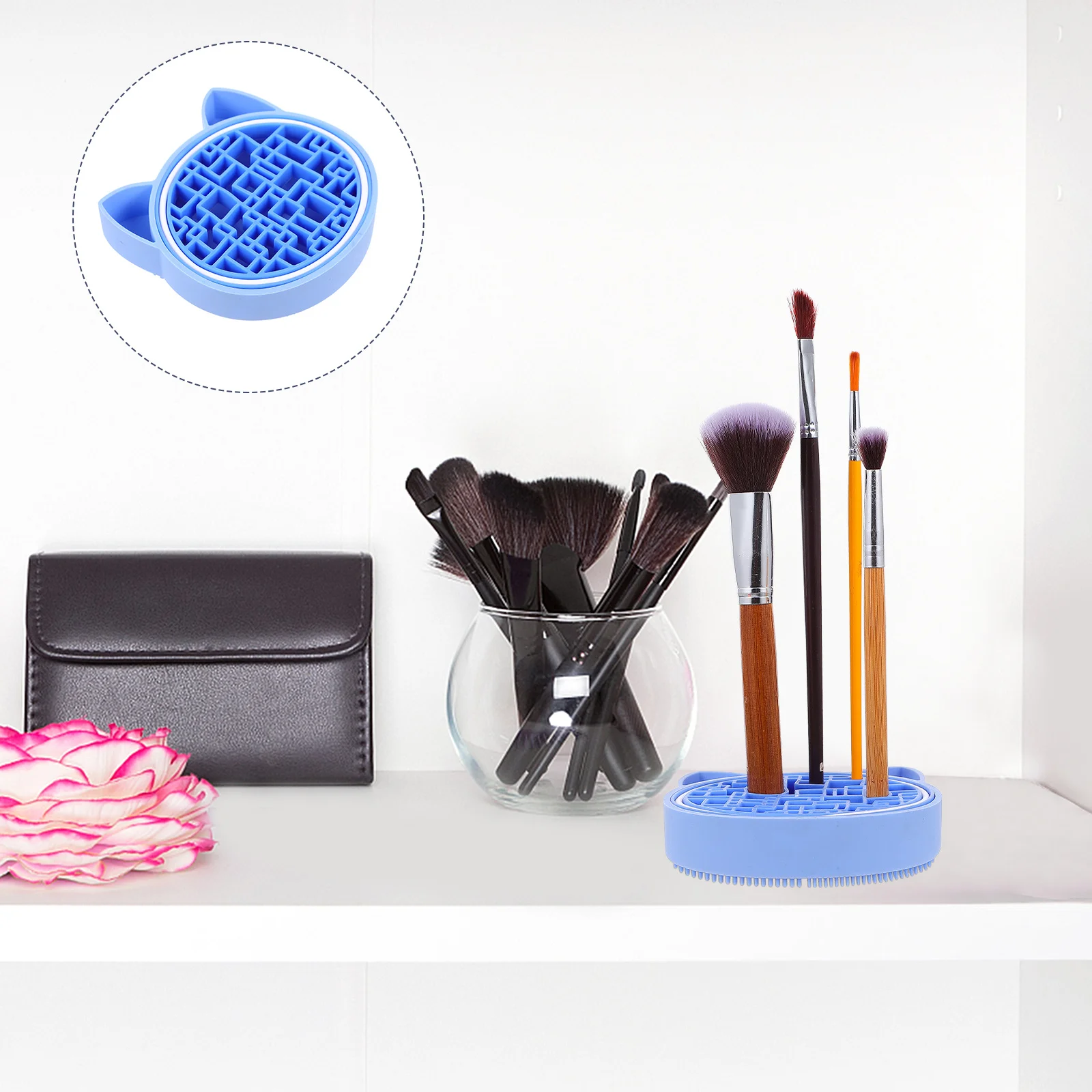 

Makeup Drying Holder Silicone Cleaning Mat 2 In 1 Scrubber Pad For All Sizes Residue Removal Durable Eco Friendly Makeup