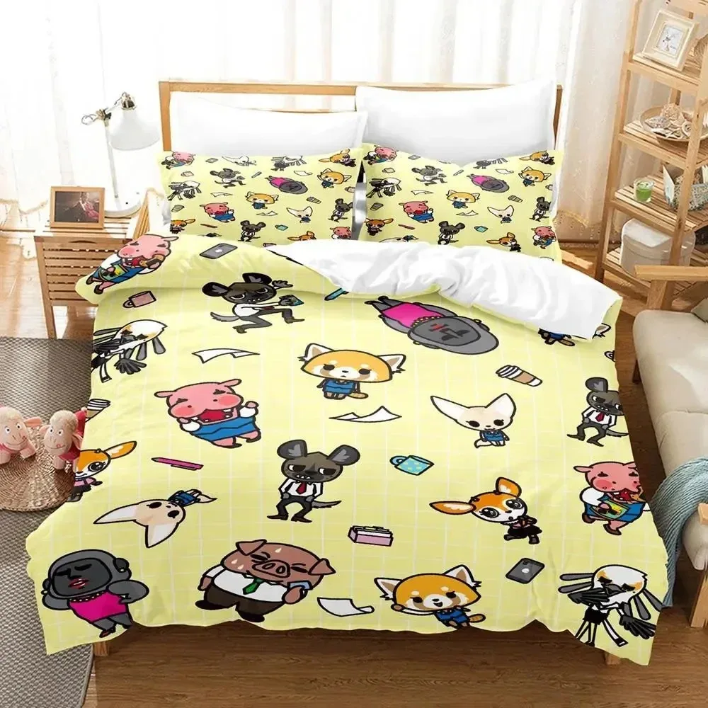 Anime Aggretsukos Bedding Set 3D Printed Suitable for Bedroom Duvet Cover Set With Pillowcases Kids Home Textile