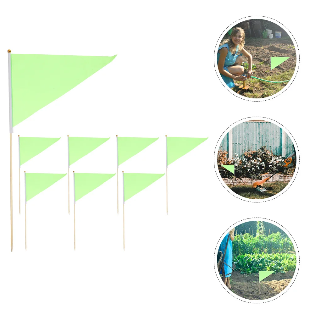 8Pcs Marking Flags Bright Colored Triangle Flags Bamboo Pole for Garden Lawn Yard Sprinkler Irrigation Dog Training Survey