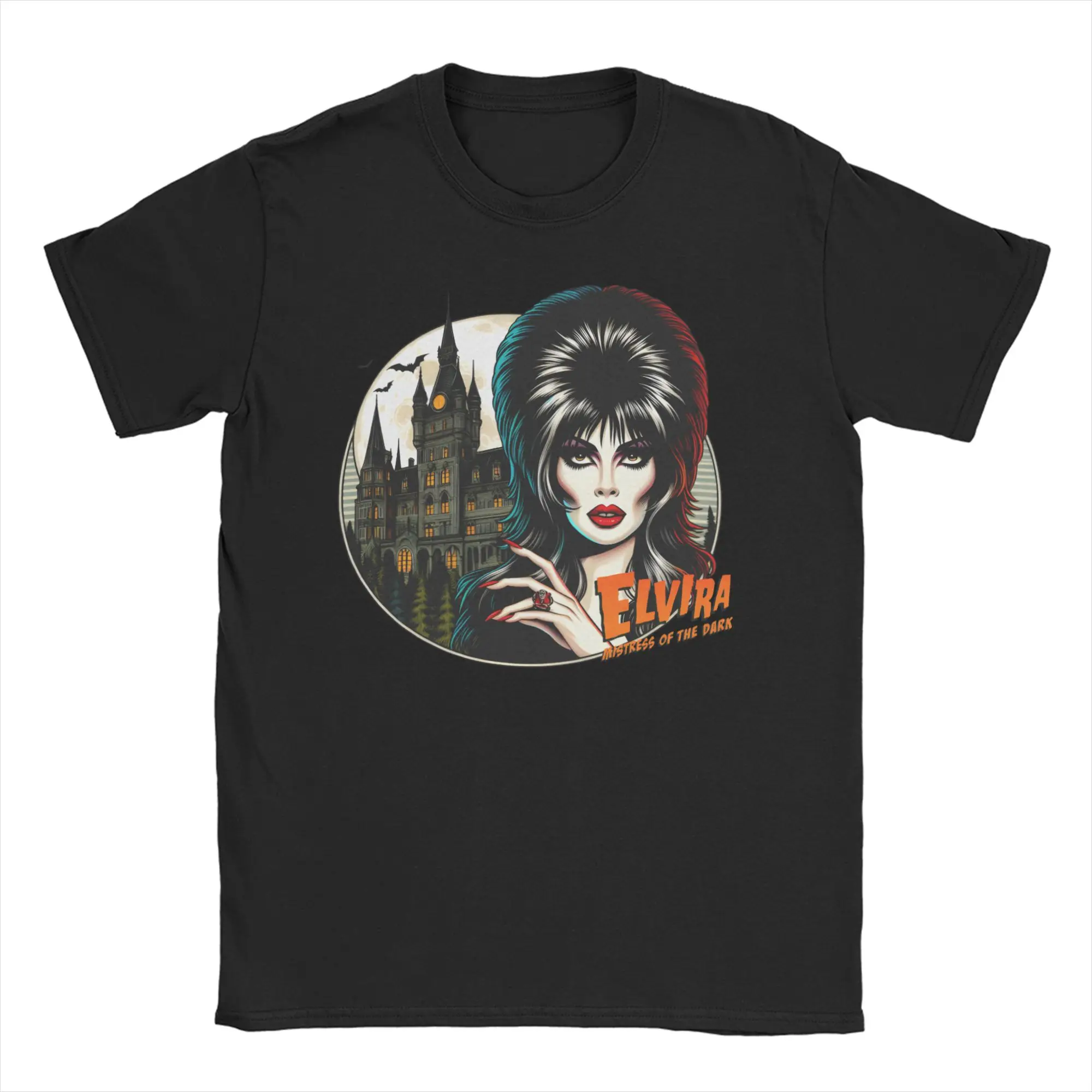 Men Women's Elviras  Haunted Castle Spooky Halloween T Shirt  Cotton Clothing Short Sleeve Crew Neck Tees Graphic T-Shirt