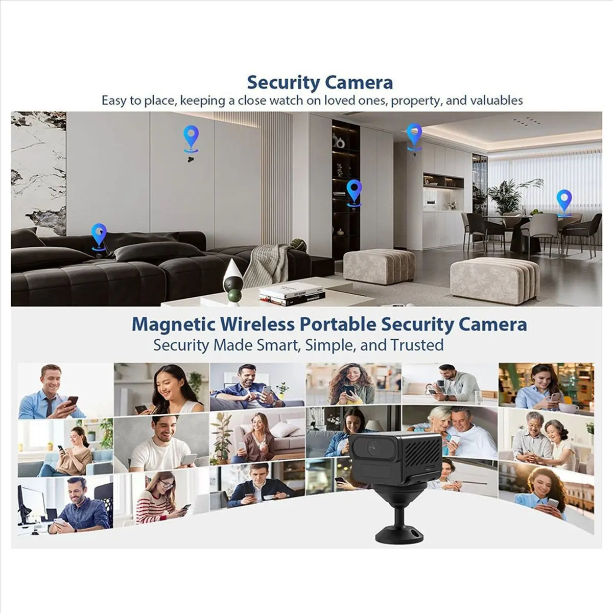 2X Tuya 2K Wifi Camera 2.4Gand5G Surveillance Camera Built-in Battery PIR Motion Detection Night Vision Two Way Audio