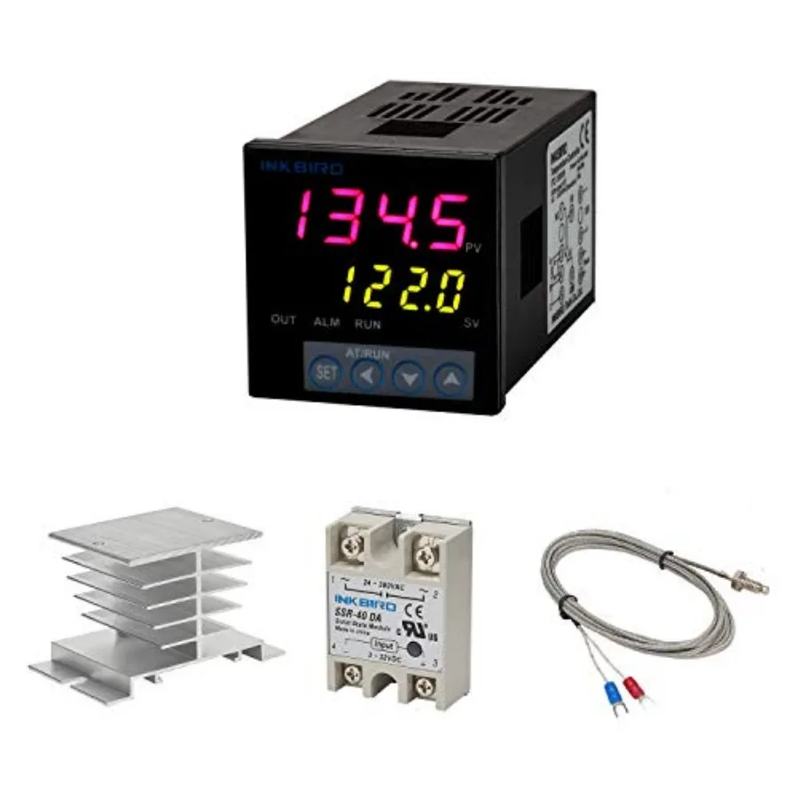 

PID Temperature Controller Kit High Voltage 100ACV to 240ACV Comes with SSR 40DA Solid State Relay K Type Thermocouple and Whit