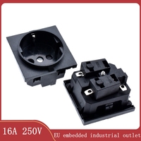 EU black embedded industrial outlet Inverter output socket 250V 16A universal electrical AC power connector
