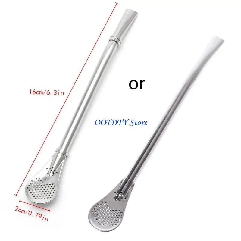367A Yerba Mate Metal Stainless Steel Straw Spoon Bombilla Tea Strainer Filter Silver