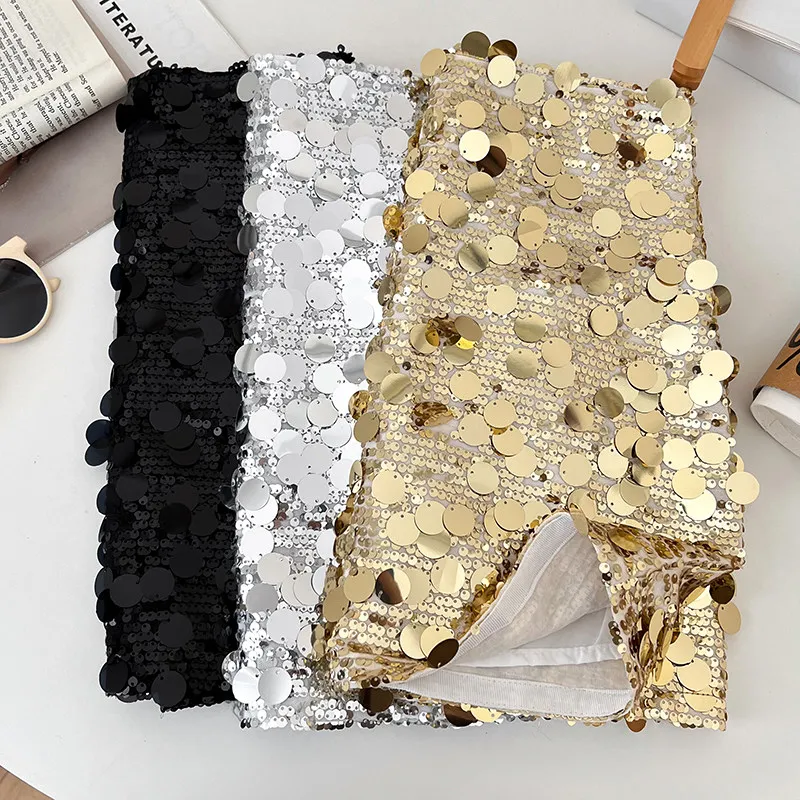 

New Spring Autumn Fashion Sexy Slim Sequined Skirts Women High Waist Bodycon A Line Skirt Ladies All Match Short Mini Skirt Saia