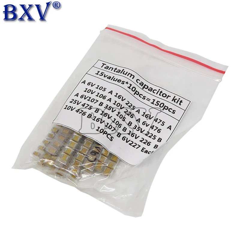 

15Values*10 SMD Tantalum Capacitor Assortment Kit 1uf-220uf A/B Case Tantalum Capacitor Set 1UF 2.2UF 4.7UF 10UF 47UF Capacitors