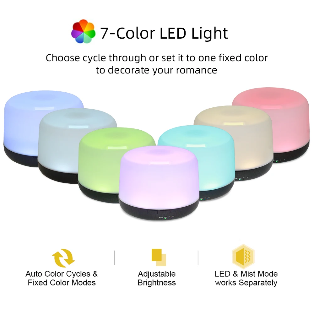 7-Color Changing Essential Oil Diffuser 500ml with Remote Silent Operation Complete with 3 Relaxing Essential Oils the Perfect G