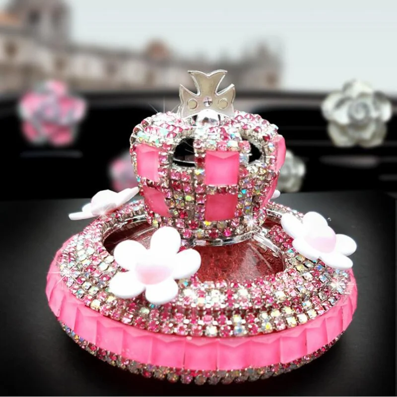 Kreative Luxus Kristall Auto Parfüm Flasche Luft Frisch Parfüm Sitz Nette blume Crown Auto Dekorationen Ornamente