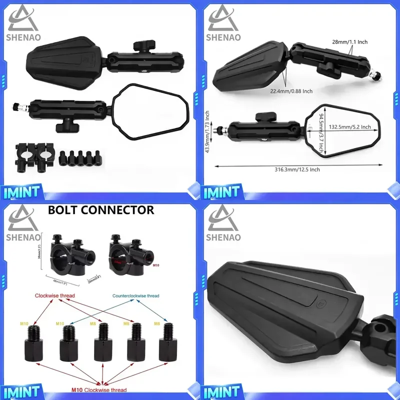 High-quality Universal Motorcycle Rearview Mirror Foldable and Adjustable Viewing Angle Motorcycle Side Mirror Reflector