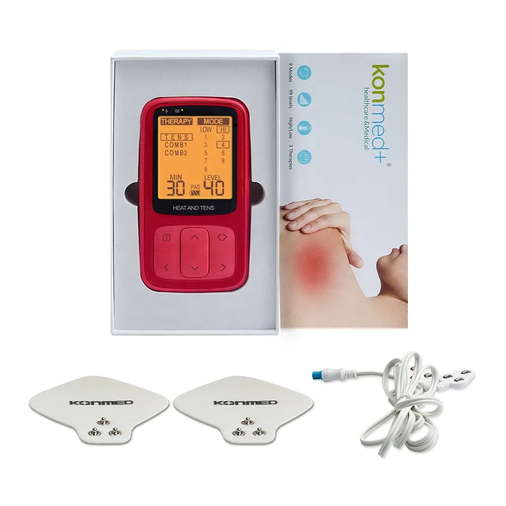 KM360 Portable ABS TENS Unit Medical Massager Heating Feature for Pain Relief Muscle Stimulator Adhesive Electrode for Physical